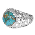 Blue Copper Turquoise Gemstone 925 Sterling Silver Ring